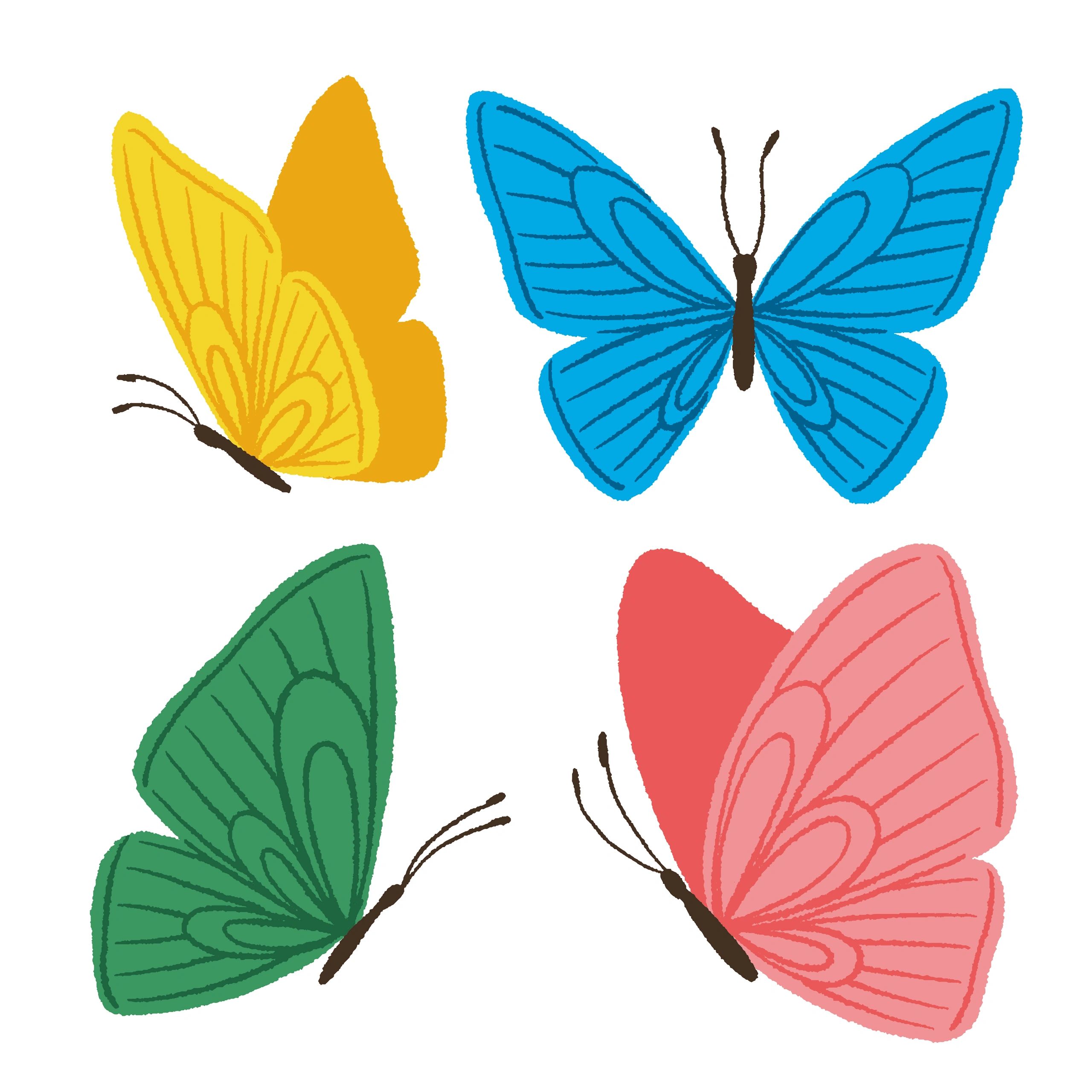 Colouring page preview featuring garden butterflies