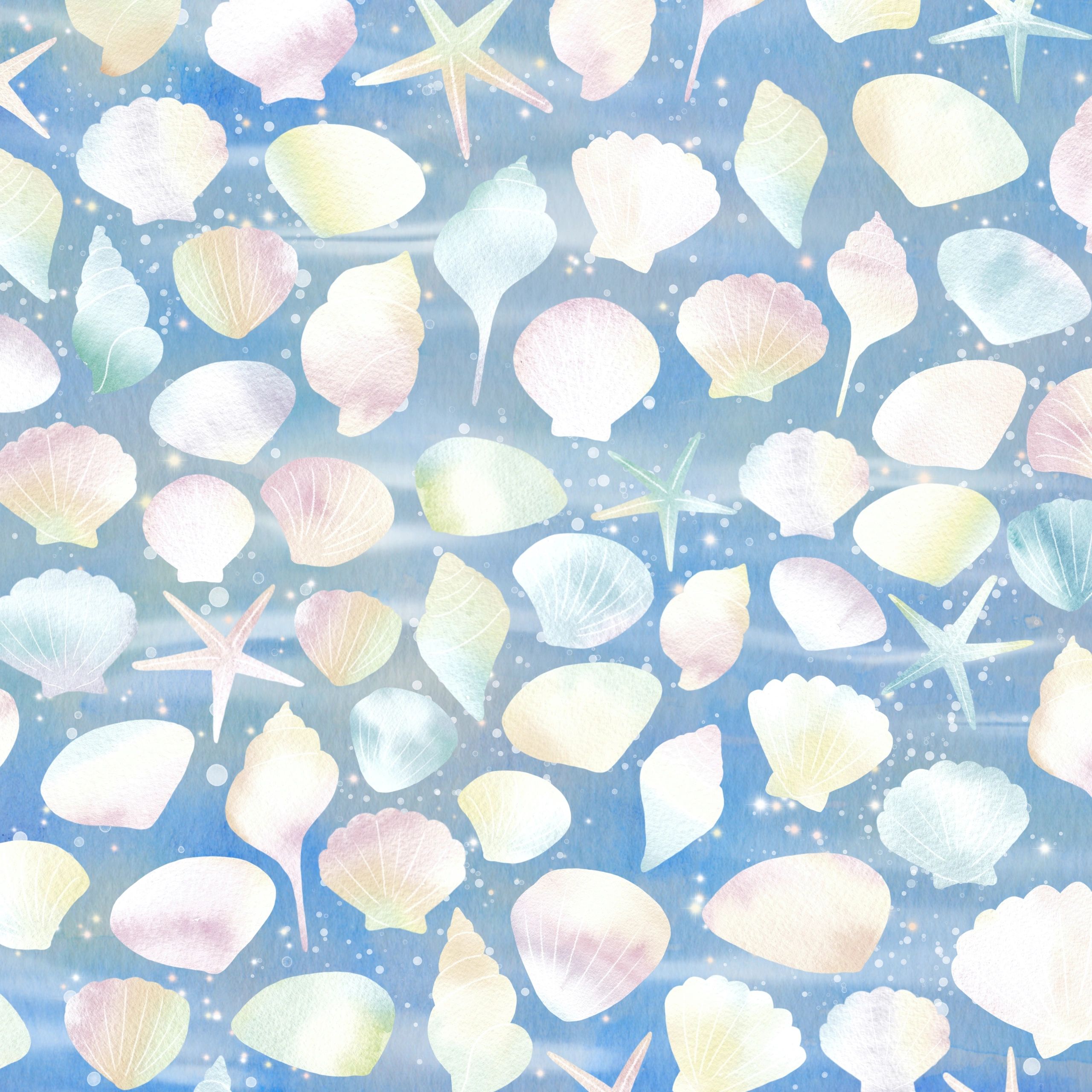 Colouring page preview with seashell and seaweed theme